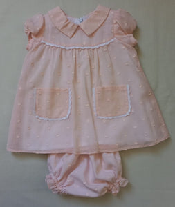 Vestido de plumetí bordado con cuello baby